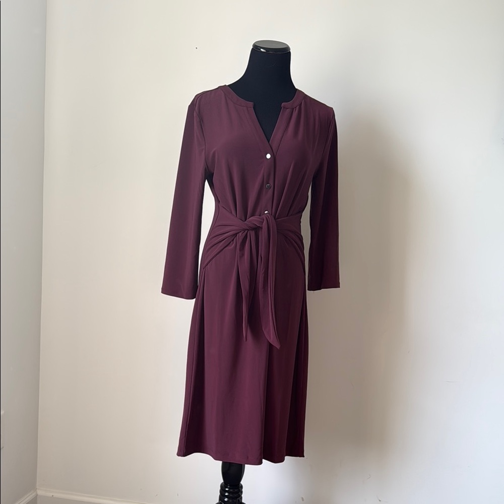 NWT WHBM Burgundy wrap tie dress